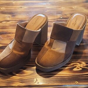 Brown Chunky Heel Women's Shoes